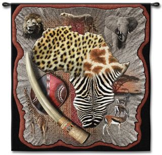 Map of Africa Cheetah African Art Wall Hanging Tapestry