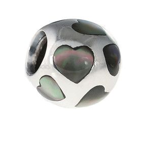   Sterling Silver Love Me Black Mother of Pearl Charm 790398MPB