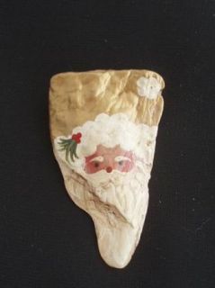Hand Painted Santa Claus Oyster Shell by Cheryl Brooch