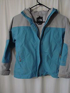 North Face Girls Hyvent Blue Gray Ski Parka Jacket Shell Small Size 8 