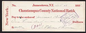 Chautauqua County National Bank Jamestown NY 1888
