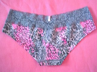   Pink Grey Leopard Lace Trim Cheeky Panty Bikini Underwear New S