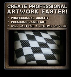 Waving Checkers Airbrush Stencil Template Airsick