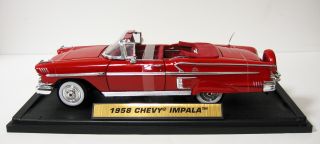1958 Chevrolet Impala Diecast Model Car   Red 1:18 Scale Motormax