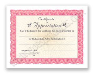 10 Certificate Appreciation Outstanding Participation