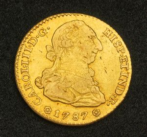 1787 Spain Charles III Spanish Gold 2 Escudos Coin XF XF
