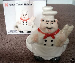 Fat Italian Bistro Chef Ceramic Paper Towel Napkin Holder Stylish 