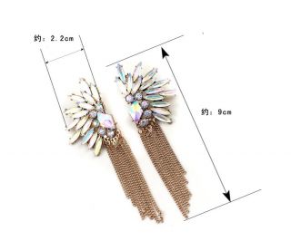   Rhinestone Bronze Chain Tassel Earrings Womens Fashion Earring