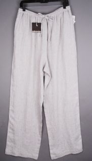 Eskandar Trousers Pants Chalk Stonewashed Linen Drawstring 2 New