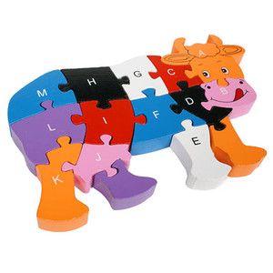   Puzzle Toy Kids Letter Learning Kit Wood Chunky Puzzle Toy