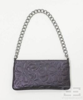 Chanel Purple Leather Small Camellia Embossed Chain Strap Handbag New 