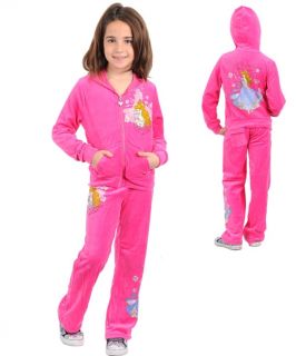 Childs Medium Graphic Print Hot Pink Hoodie Jacket and Pants Set 7 8 