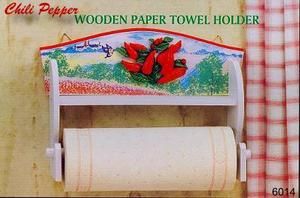 Chili Pepper Design Wooden Paper Towel Holder New