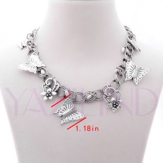 hot design butterfly charms collar bib dangle auth premier A necklace 