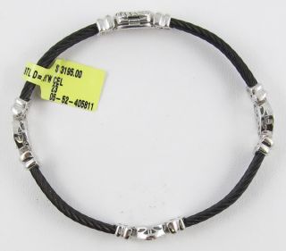 Charriol Celtic Noir Diamond Bracelet 18K Gold Black Steel Cable New $ 
