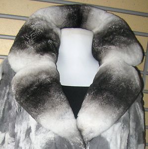 Chinchilla Sheared Real Fur Jacket Stroller Coat No Fox Mink Sz L XL 