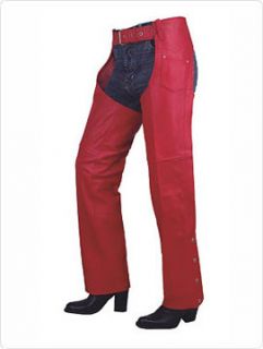   LADIES MOTORCYCLE CHAPS COW LEATHER /WOMENS RED LEATHER CHAPS S/M/L/XL
