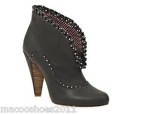RUBY SHOO CHARISSE WOMENS GREY 100 LEATHER HIGH HEEL ANKLE BOOT NEW 