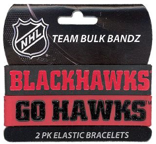 Chicago Blackhawks NHL Set 2 Wide Bulky Band Bracelets