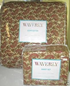 New Waverly Paisley Tan Red Bed Set Queen 5pc Comforter