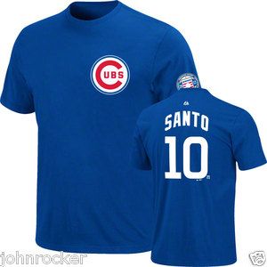 RON SANTO #10 CHICAGO CUBS MLB HALL OF FAME NAME & # JERSEY T SHIRT Sz 