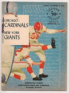 1959 Chicago Cardinals Giants Program Giants Beat Cards in Minnesota 