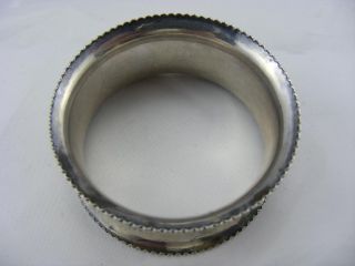 Antique HM Solid Silver Plain Pie Crust Edge Napkin Ring Serviette 