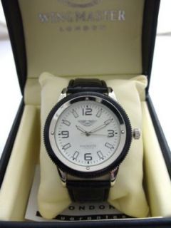 Mens Gents Wingmaster Anti Allergic Silver Face Sports Watch Black 
