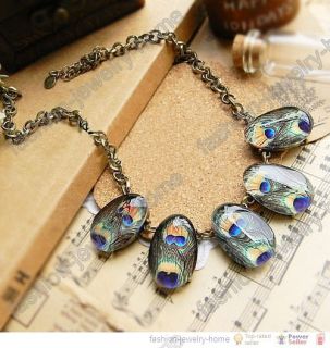 Fashion Lampwork Glass Crystal Peacock Necklace Chokers