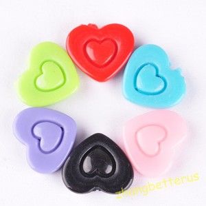 60 pcs mixed acrylic heart loose beads charms findings 14 12mm