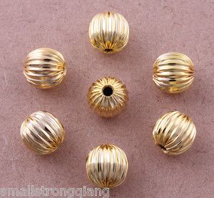 30 Pcs Gold Plated Corrugated Spacer Findings Loose Beads Charms 8mm 