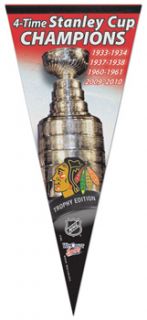 Chicago Blackhawks 4 Time NHL Stanley Cup Champs Premium Felt Pennant 