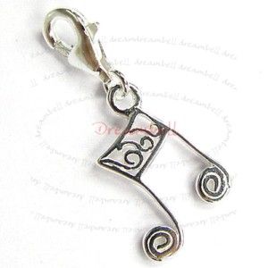 Sterling Silver Music Note European Lobster Charm