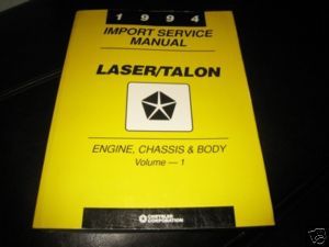 Factory Service Manual Chrysler Laser Talon Engine Body