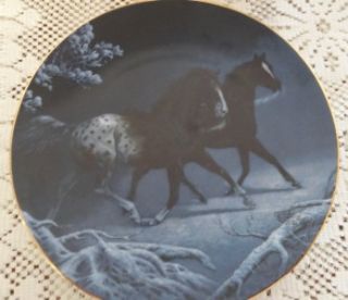 DeHaan Unbridled Spirit Collector Plate Midnight Run Horses Stallions 