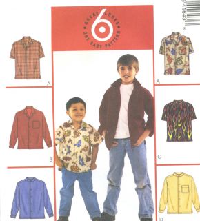 Childs Boys Shirt Sewing Pattern Collar Side Slits Sleeve Variations 6 