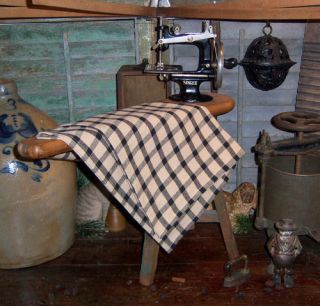   Early Style Homespun Black Tan Cotton Check Hand Dish Towel