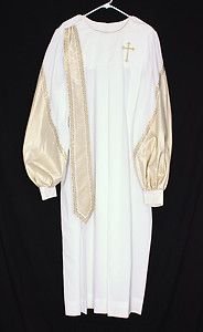 PULPIT ROBE White Gold Church Apparel Clergy Pastor Minister Gown 