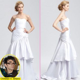 New Christian Siriano Strapless Satin Tiered Bridal Gown Size 4 $2375 