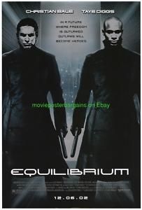Equilibrium Movie Poster Christian Bale 2002 Sci Fi