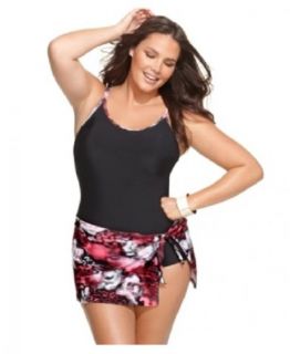 Christina Sarong One Piece Slimming Plus Size Swimsuit 20W New