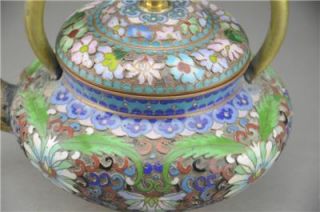 Antique Old Chinese Bronze Cloisonne Kettle Water Pot