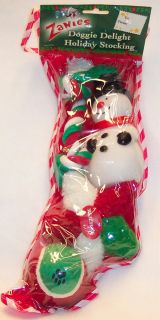 DOGGY DELIGHTS STOCKING Christmas dog toys Snowman, ball, rope bone 