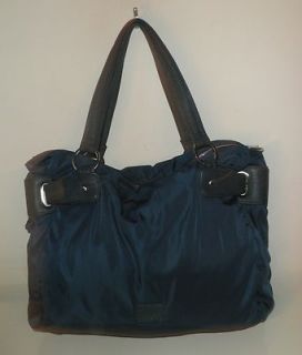 New Christopher Kon Co Lab Handbag Blue Nylon Slouchy Tote Bag Zippers 