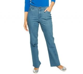 Denim & Co. Modern Waist Boot Cut Studded Back Pocket Jeans — 