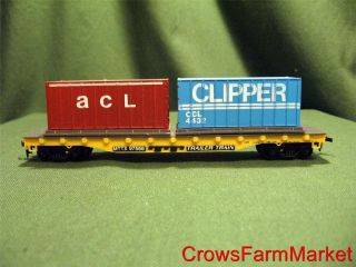 HO Scale Trailer Train w Shipping Containers MTTX 97566 Rolling Stock