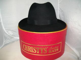 Christys of London Black Trilby Hat C w Hat Box 56cm SM
