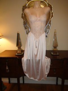 Vintage Nightgown Pink Gown Bride Lace Spandex Bodyform Sweep Lingerie