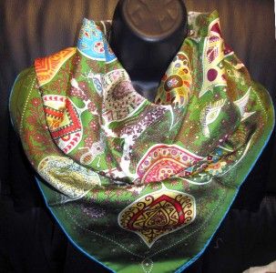 Hermes Silk Scarf LArbre de Vie Christine Henry Leaf Green Textiles