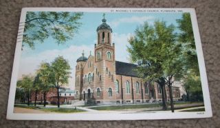 1932 Plymouth in St Michaels Catholic Church Postcard